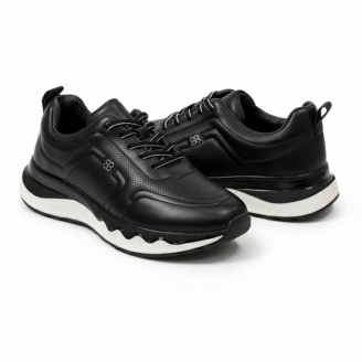 2025 Siyah Hakiki Deri Erkek Sneakers