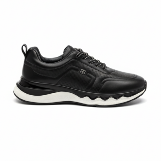 2025 Siyah Hakiki Deri Erkek Sneakers