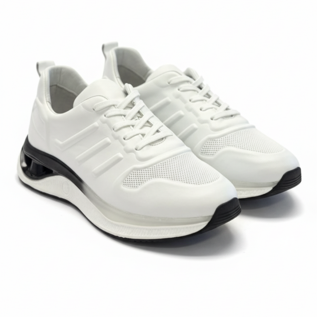 1011 Beyaz Eva Hakiki Deri Erkek Sneakers