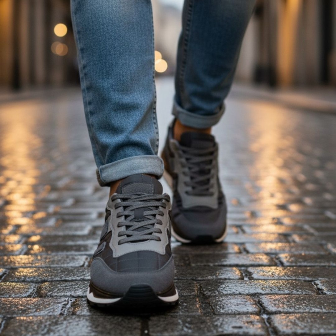 1091 Füme Paraşüt Nubuk Detay Hakiki Deri Erkek Sneakers