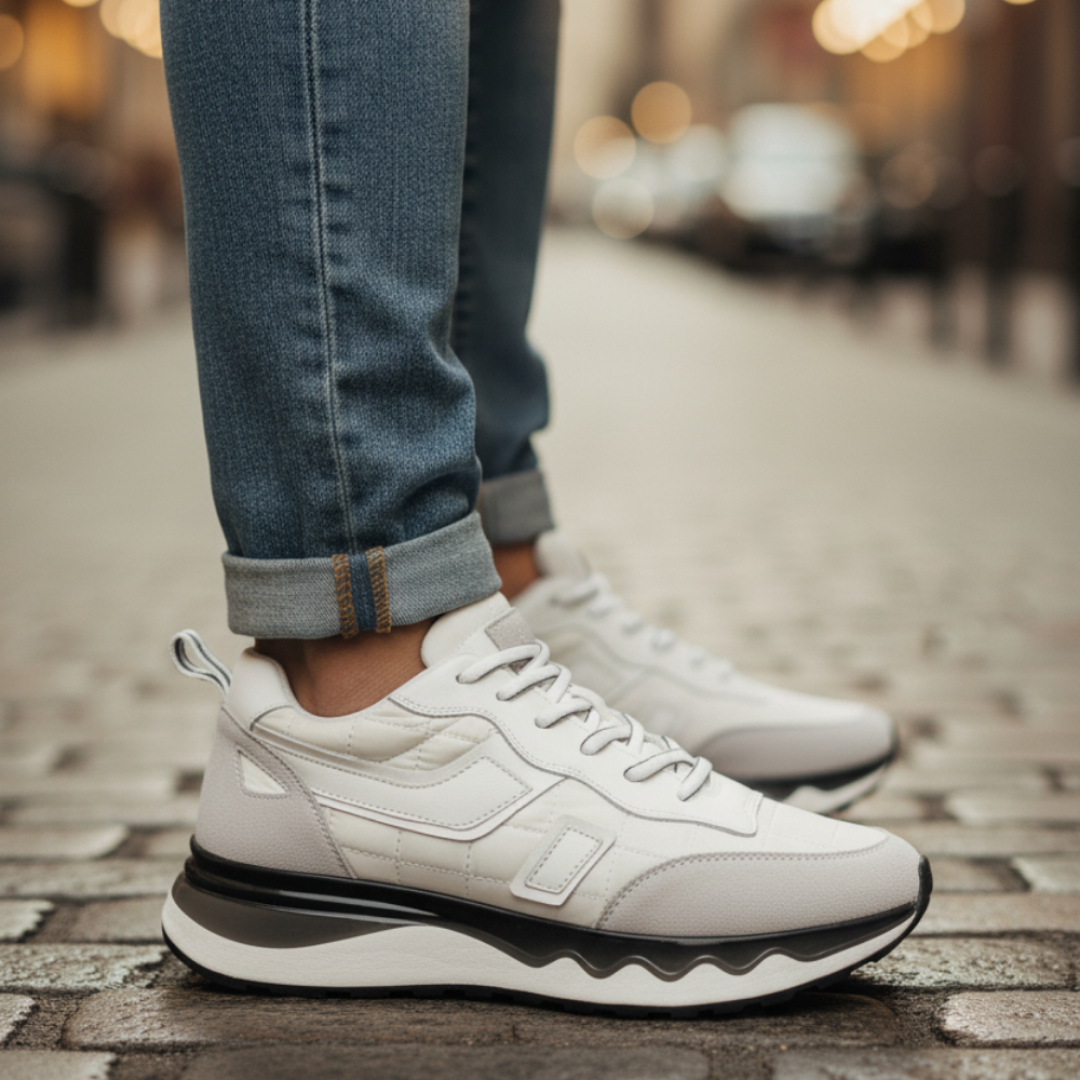 1091 Beyaz Paraşüt Nubuk Detay Hakiki Deri Erkek Sneakers