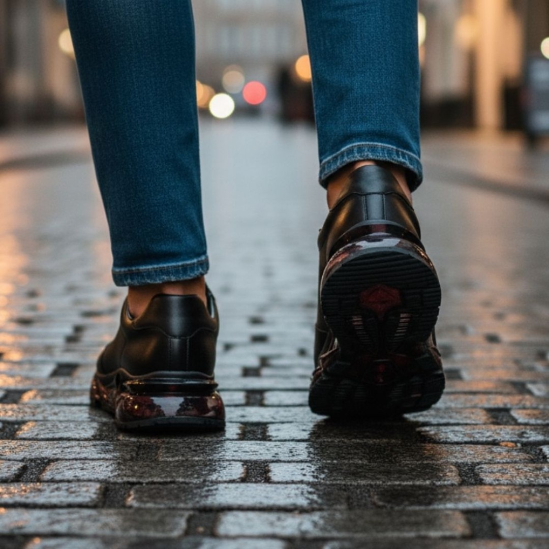 10000 Siyah Cilt Hakiki Deri Erkek Sneakers