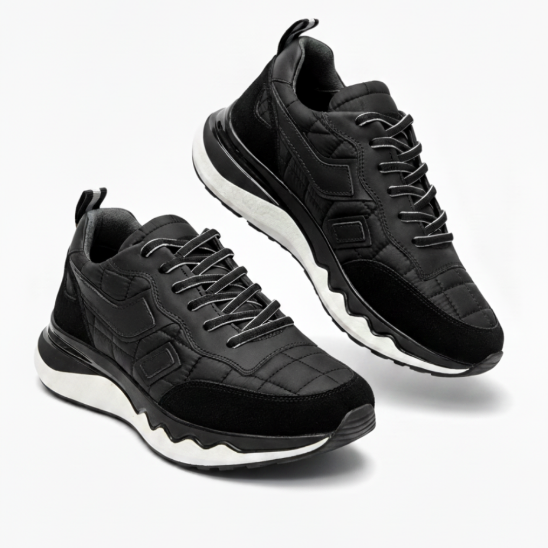 1091 Siyah Paraşüt Nubuk Detay Hakiki Deri Erkek Sneakers