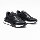 1091 Siyah Paraşüt Rugan Detay Hakiki Deri Erkek Sneakers