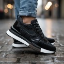 1091 Siyah Paraşüt Rugan Detay Hakiki Deri Erkek Sneakers