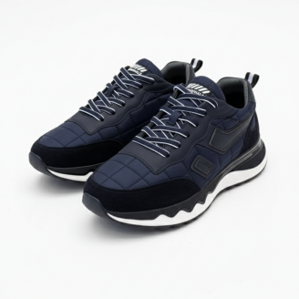 1091 Lacivert Paraşüt Nubuk Detay Hakiki Deri Erkek Sneakers