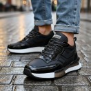 1091 Siyah Rugan Hakiki Deri Erkek Sneakers