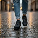 1091 Siyah Paraşüt Nubuk Detay Hakiki Deri Erkek Sneakers