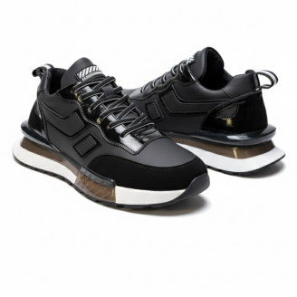 1091 Siyah Rugan Hakiki Deri Erkek Sneakers