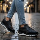 1091 Siyah Paraşüt Nubuk Detay Hakiki Deri Erkek Sneakers