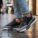 1094 Siyah Füme Hakiki Deri Erkek Sneakers