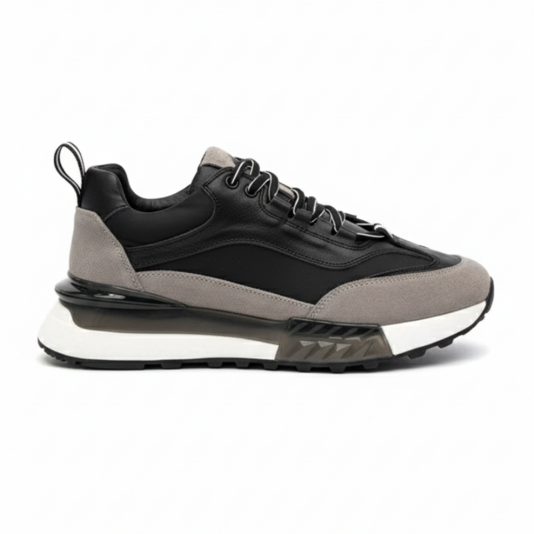 1094 Siyah Füme Hakiki Deri Erkek Sneakers