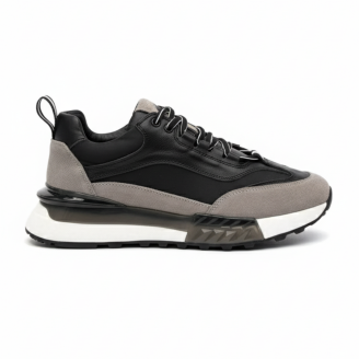 1094 Siyah Füme Hakiki Deri Erkek Sneakers