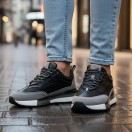 1094 Siyah Füme Hakiki Deri Erkek Sneakers