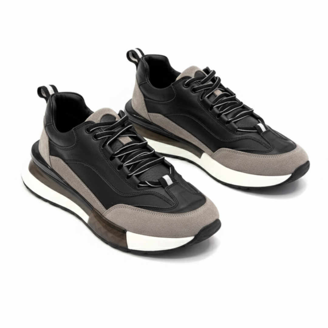 1094 Siyah Füme Hakiki Deri Erkek Sneakers