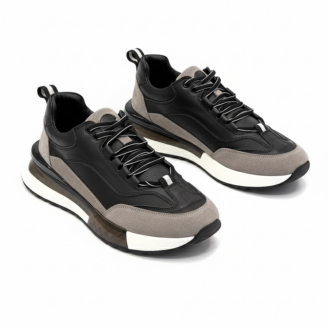 1094 Siyah Füme Hakiki Deri Erkek Sneakers