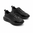 1094 Siyah Rugan - Siyah Taban Hakiki Deri Erkek Sneakers