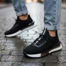 1096 Siyah Nubuk Hakiki Deri Erkek Sneakers