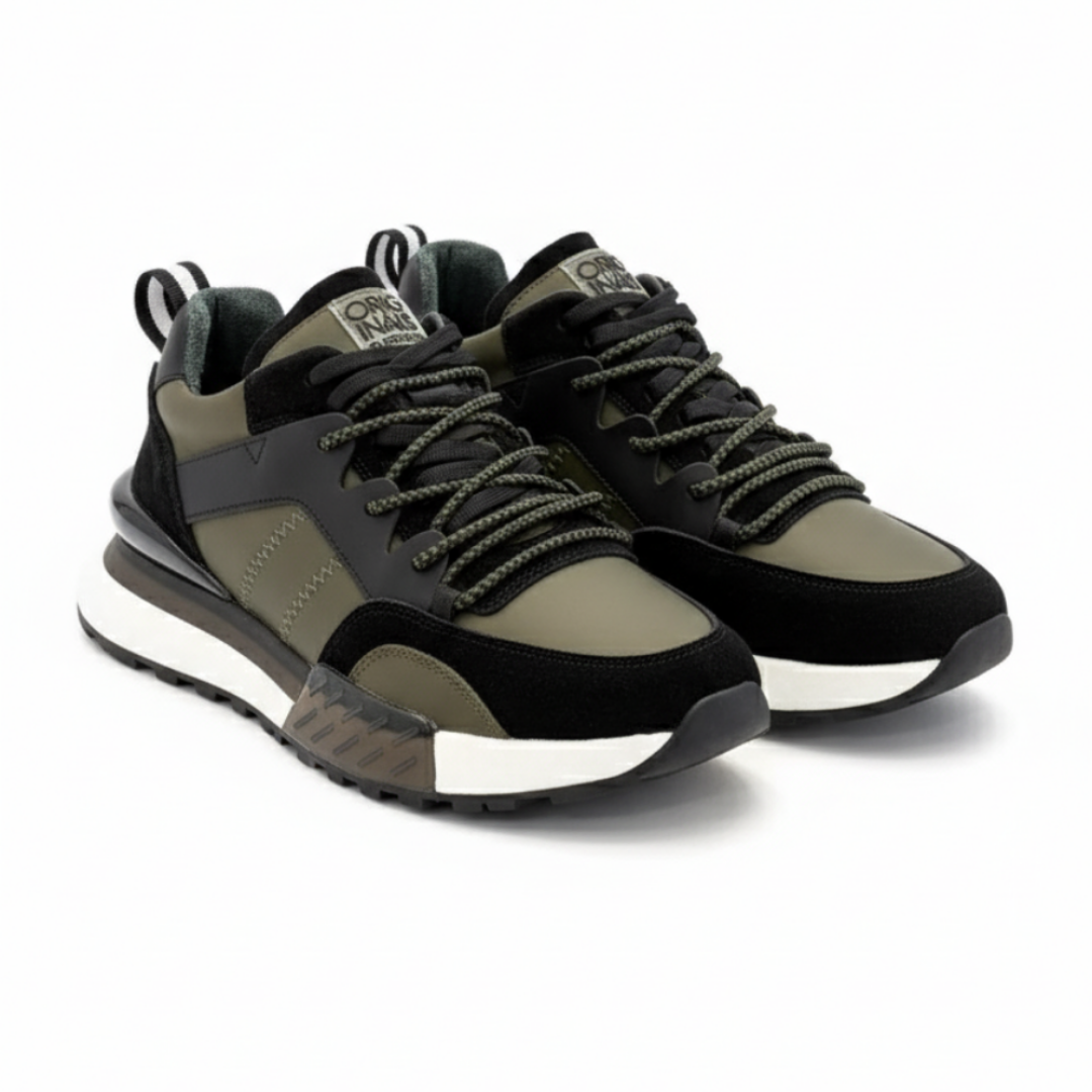 1093 Haki Hakiki Deri Erkek Sneakers