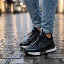 1096 Siyah Cilt Hakiki Deri Erkek Sneakers