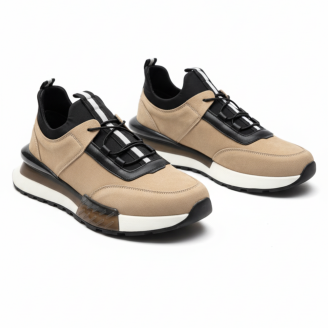 1096 Bej Nubuk Hakiki Deri Erkek Sneakers