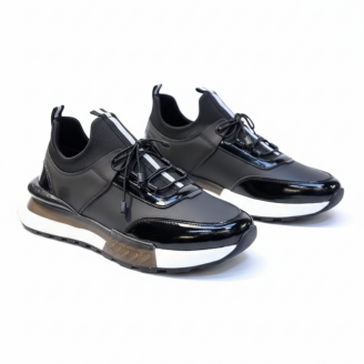 1096 Siyah Cilt Hakiki Deri Erkek Sneakers