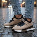 1096 Bej Nubuk Hakiki Deri Erkek Sneakers