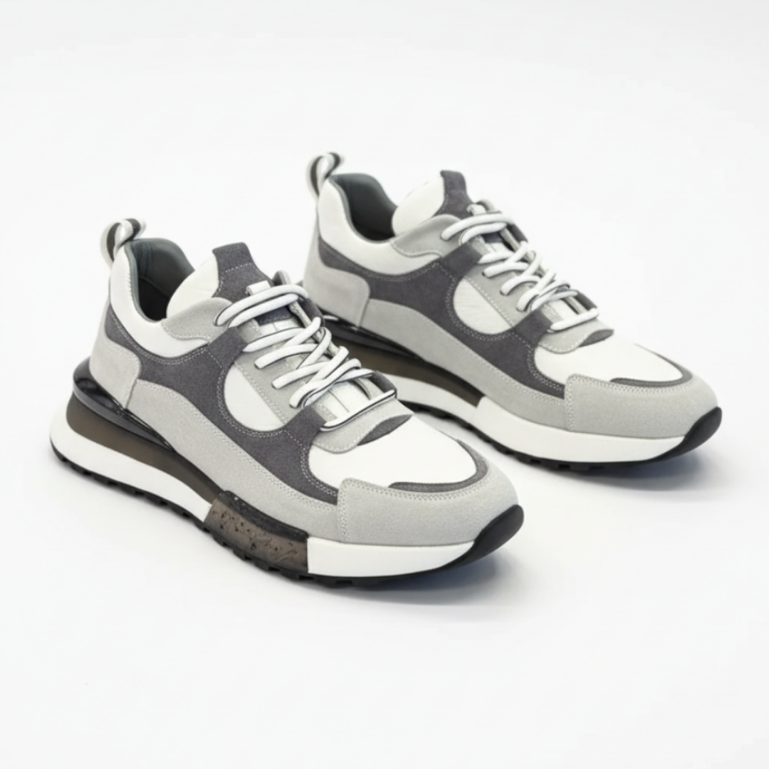 1098 Beyaz Füme Hakiki Deri Erkek Sneakers