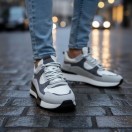 1098 Beyaz Füme Hakiki Deri Erkek Sneakers