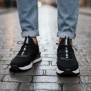 1096 Siyah Nubuk Hakiki Deri Erkek Sneakers