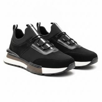 1096 Siyah Nubuk Hakiki Deri Erkek Sneakers