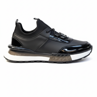 1096 Siyah Cilt Hakiki Deri Erkek Sneakers