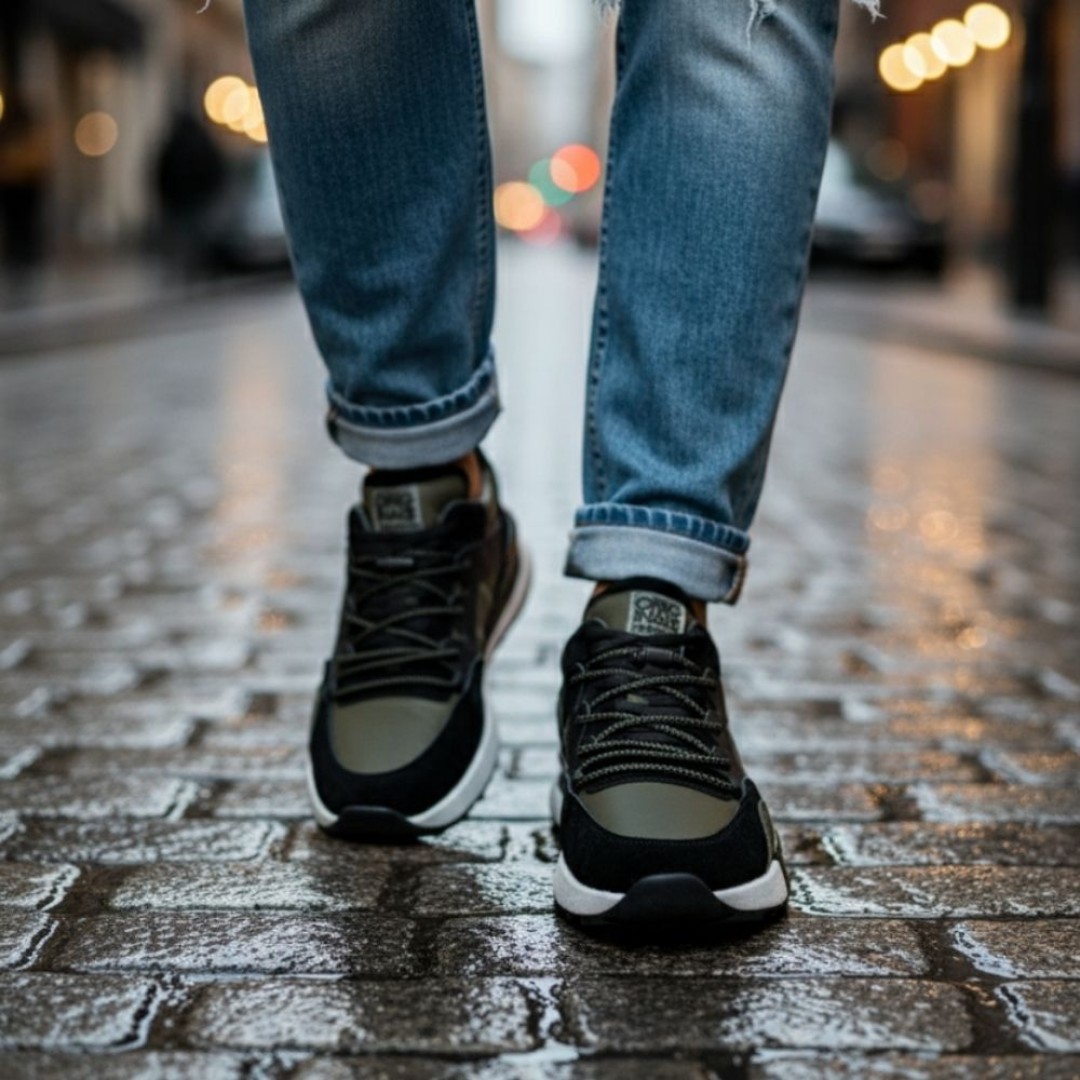 1093 Haki Hakiki Deri Erkek Sneakers