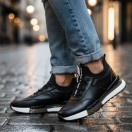 1096 Siyah Cilt Hakiki Deri Erkek Sneakers