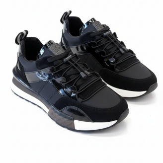 1093 Siyah Hakiki Deri Erkek Sneakers