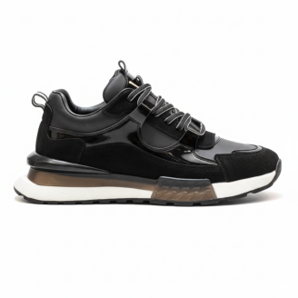 1098 Siyah Rugan Hakiki Deri Erkek Sneakers
