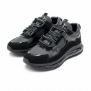 1098 Siyah Rugan - Siyah Taban Detaylı Hakiki Deri Erkek Sneakers