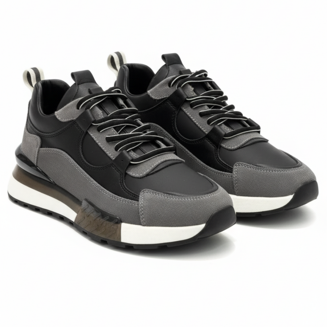 1098 Füme Siyah Hakiki Deri Erkek Sneakers