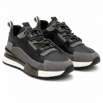 1098 Füme Siyah Hakiki Deri Erkek Sneakers