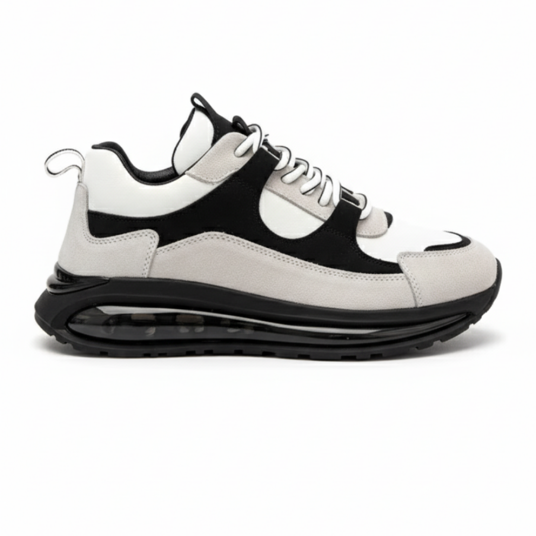 1098 Siyah Beyaz Hakiki Deri Erkek Sneakers
