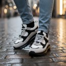 1098 Siyah Beyaz Hakiki Deri Erkek Sneakers