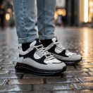 1098 Siyah Beyaz Hakiki Deri Erkek Sneakers