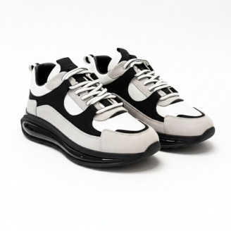 1098 Siyah Beyaz Hakiki Deri Erkek Sneakers