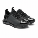 1056 Siyah Rugan Detaylı Hakiki Deri Erkek Sneakers