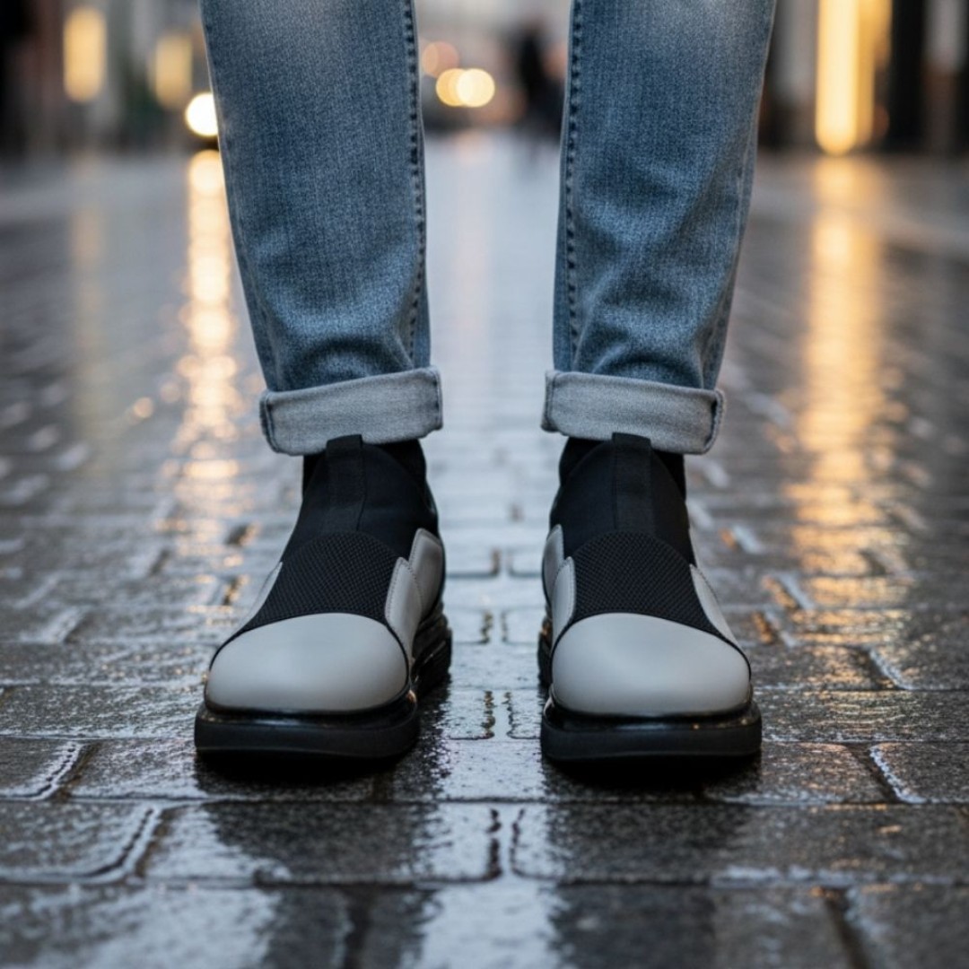 1067 Füme Streçli Mat Hakiki Deri Erkek Sneakers