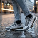 1099 Beyaz Füme Nubuk Hakiki Deri Erkek Sneakers