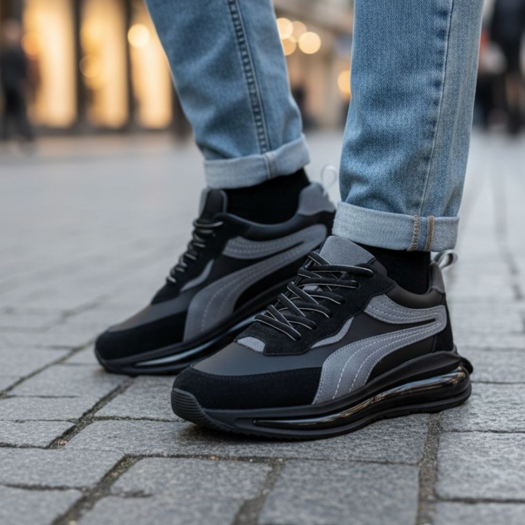 1102 Siyah Füme Hakiki Deri Erkek Sneakers