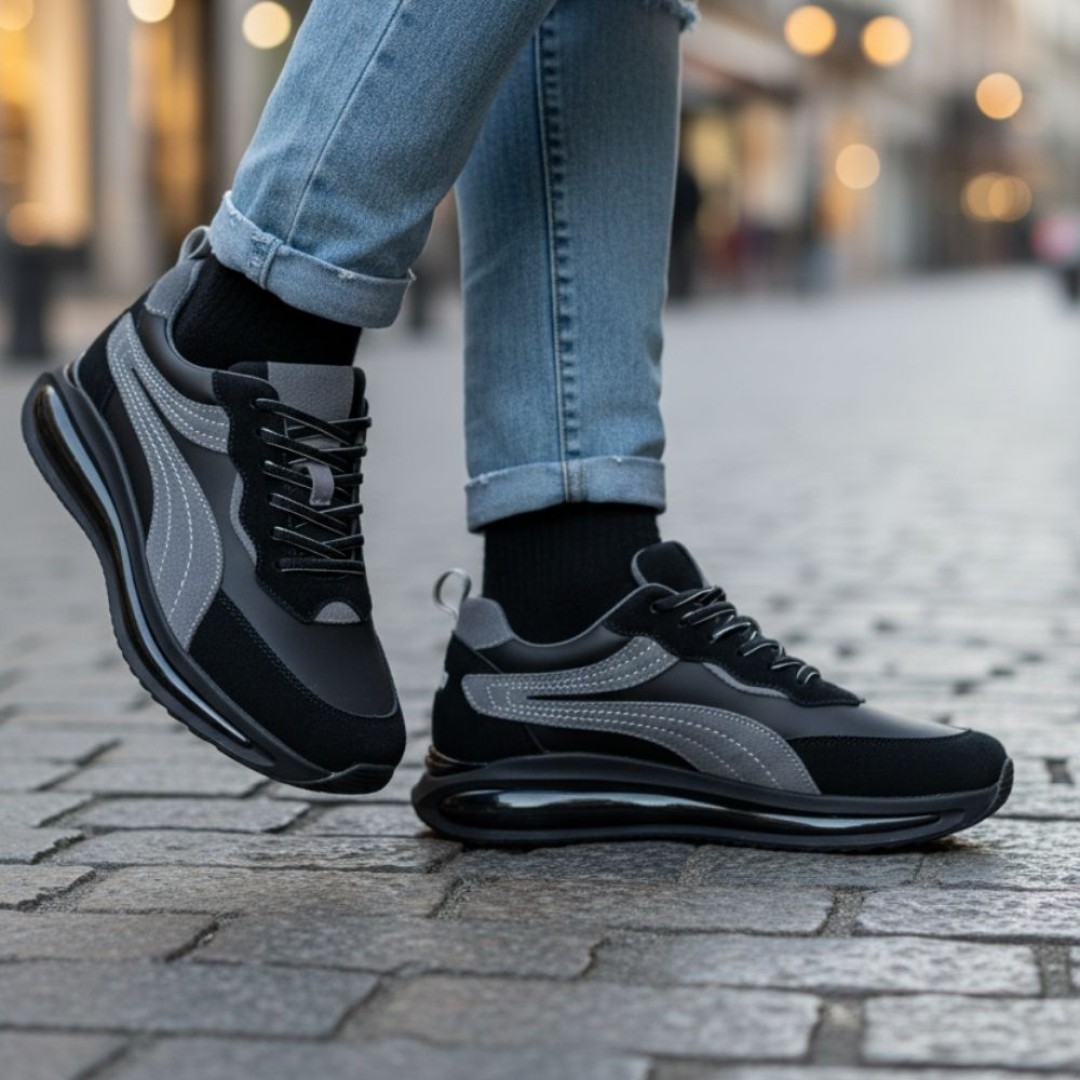 1102 Siyah Füme Hakiki Deri Erkek Sneakers