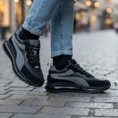 1102 Siyah Füme Hakiki Deri Erkek Sneakers