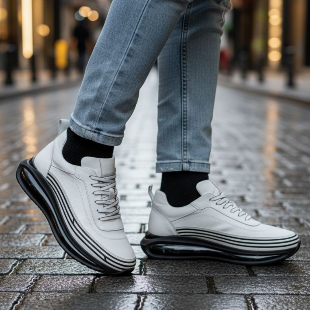 1088 Beyaz Cilt Hakiki Deri Erkek Sneakers